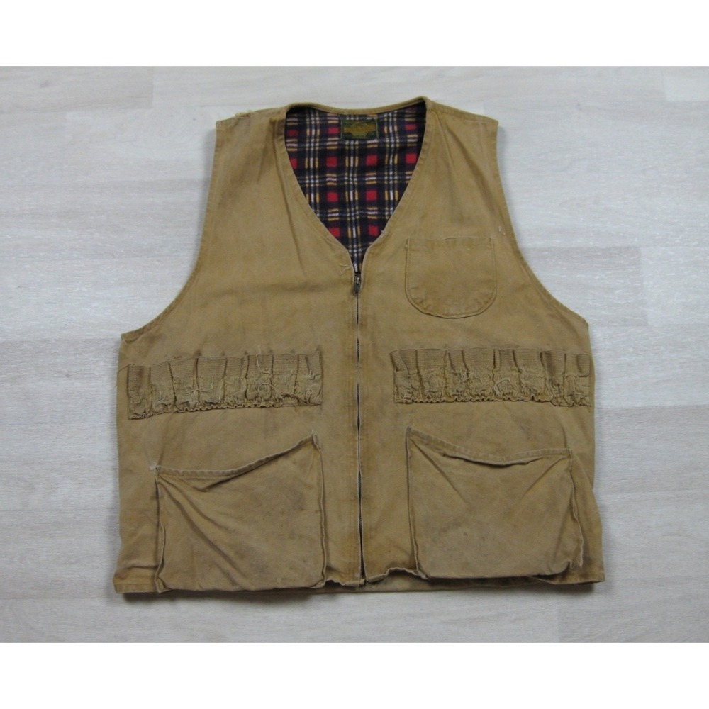 Vintage 1950s SAFTBAK Hunting Vest Men's (M) Outdoor Utility Cabincore Pockets